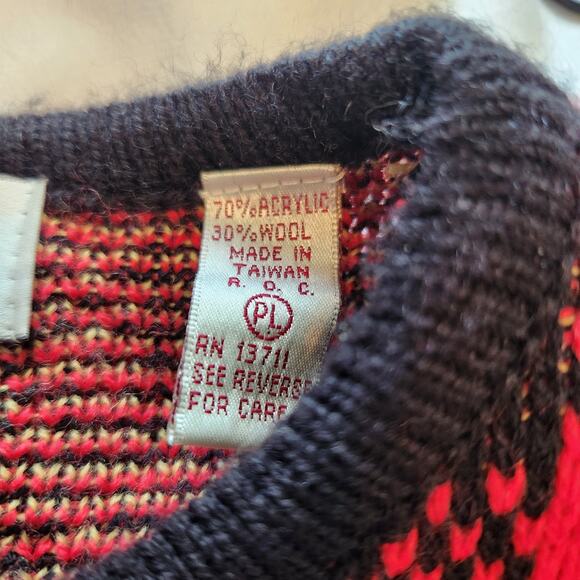 Karen Scott Petites Plaid Wool Blend Cardigan PL Red Black Gold Buttons - Picture 11 of 14